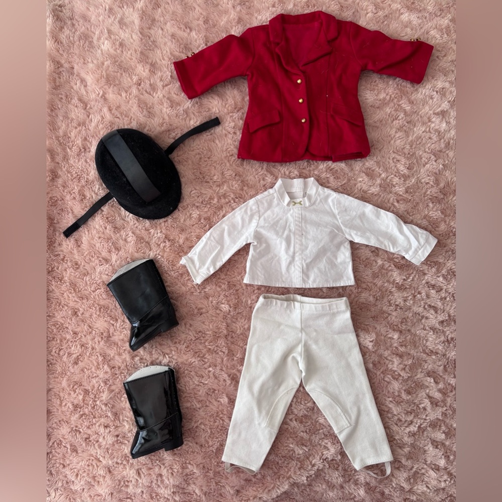 American Girl Riding Outfit (Lot of 5) w/Helmet, Shirt, Jacket, Pants & Boots